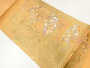 扇に花鳥模様織出し名古屋帯